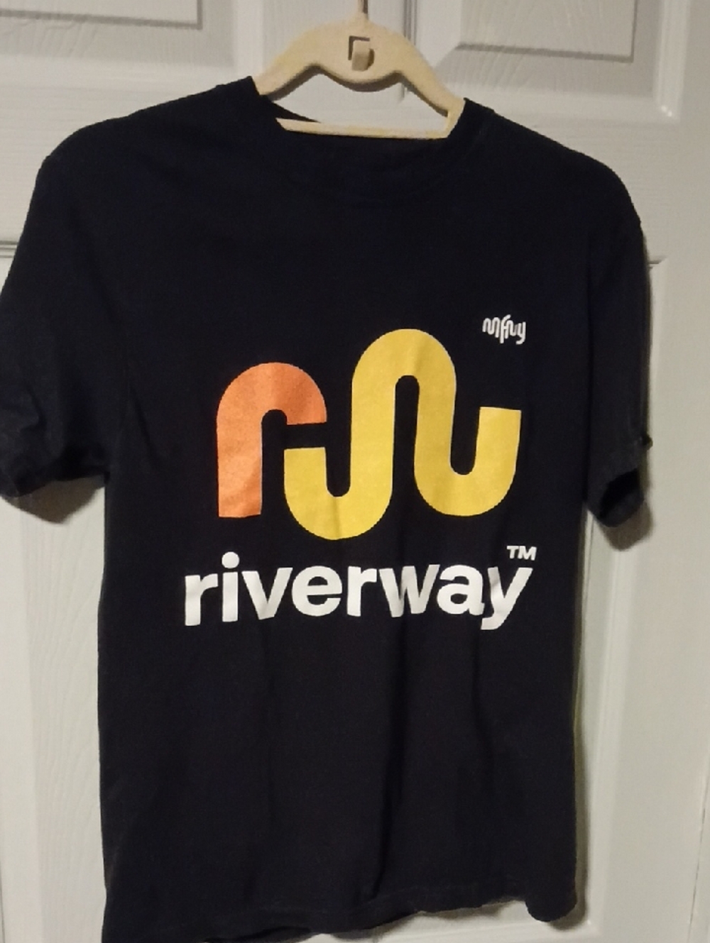 Comfort Colors Black Tee with Orange & Yellow Riverway Logo